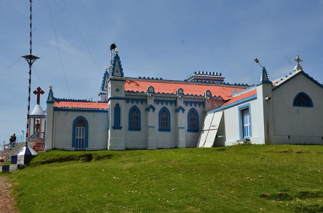 the white and blue church